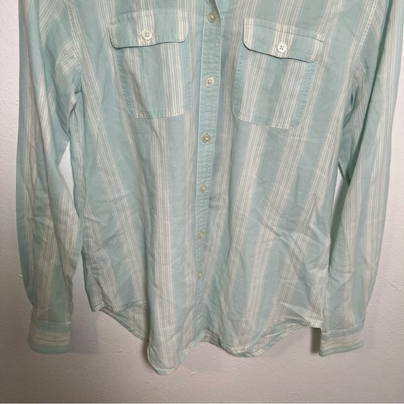 Loft Button Down Shirt Mint Green White Stripes - Picture 6 of 14